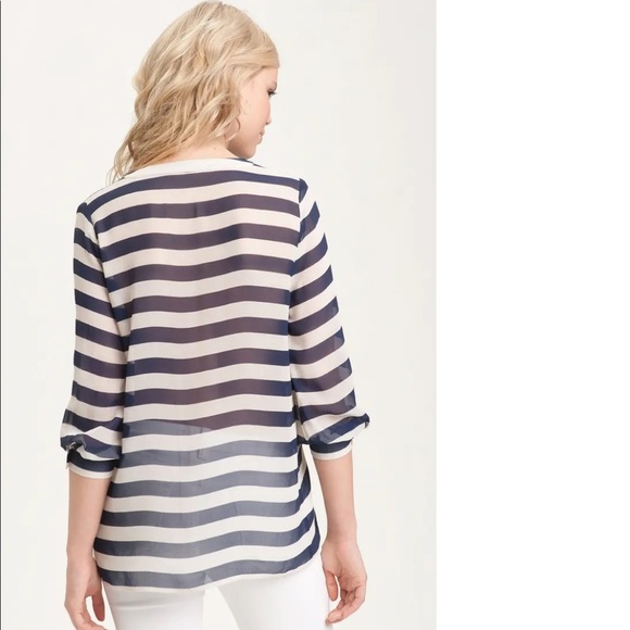 JOIE Aceline Sheer Stripe Silk V-Neck Top - Picture 2 of 8